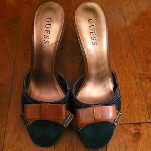 Guess slip on sandal heels